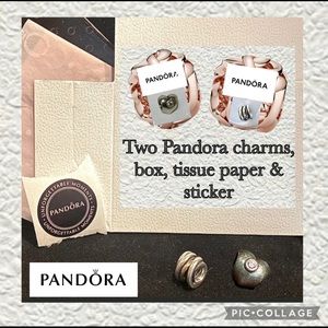 PANDORA CHARMS STERLING SILVER & 14KT GOLD TWO CHARMS HEART & INFINITY LOVE KNOT